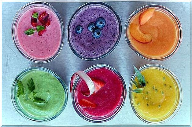 Fruit smoothies for kids are colorful and refreshing.