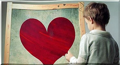 Child with painted heart