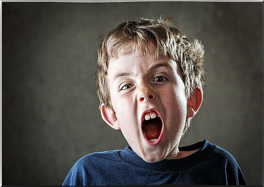 Screaming child with Disruptive Mood Dysregulation Disorder.