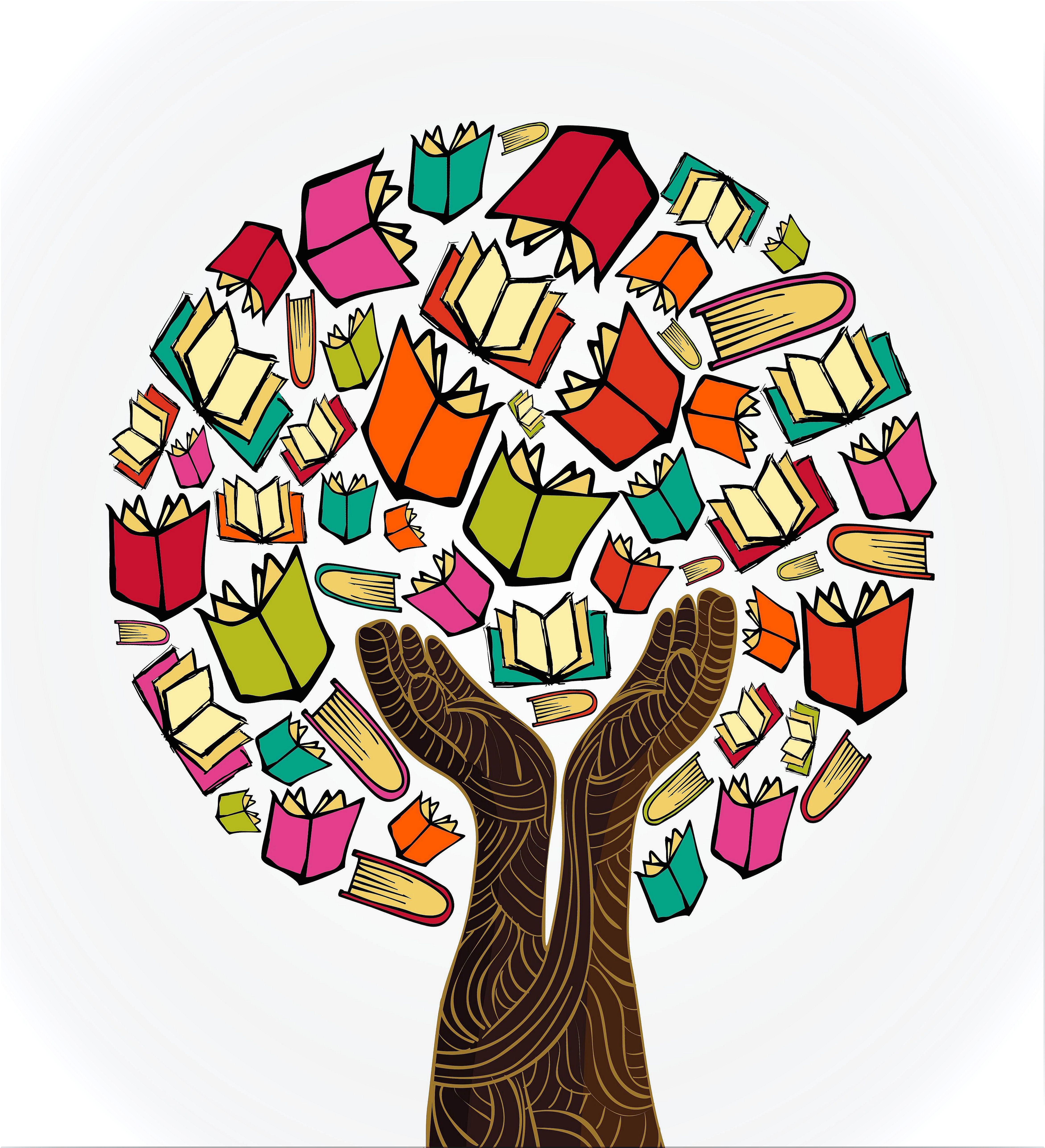 Tree made of books.