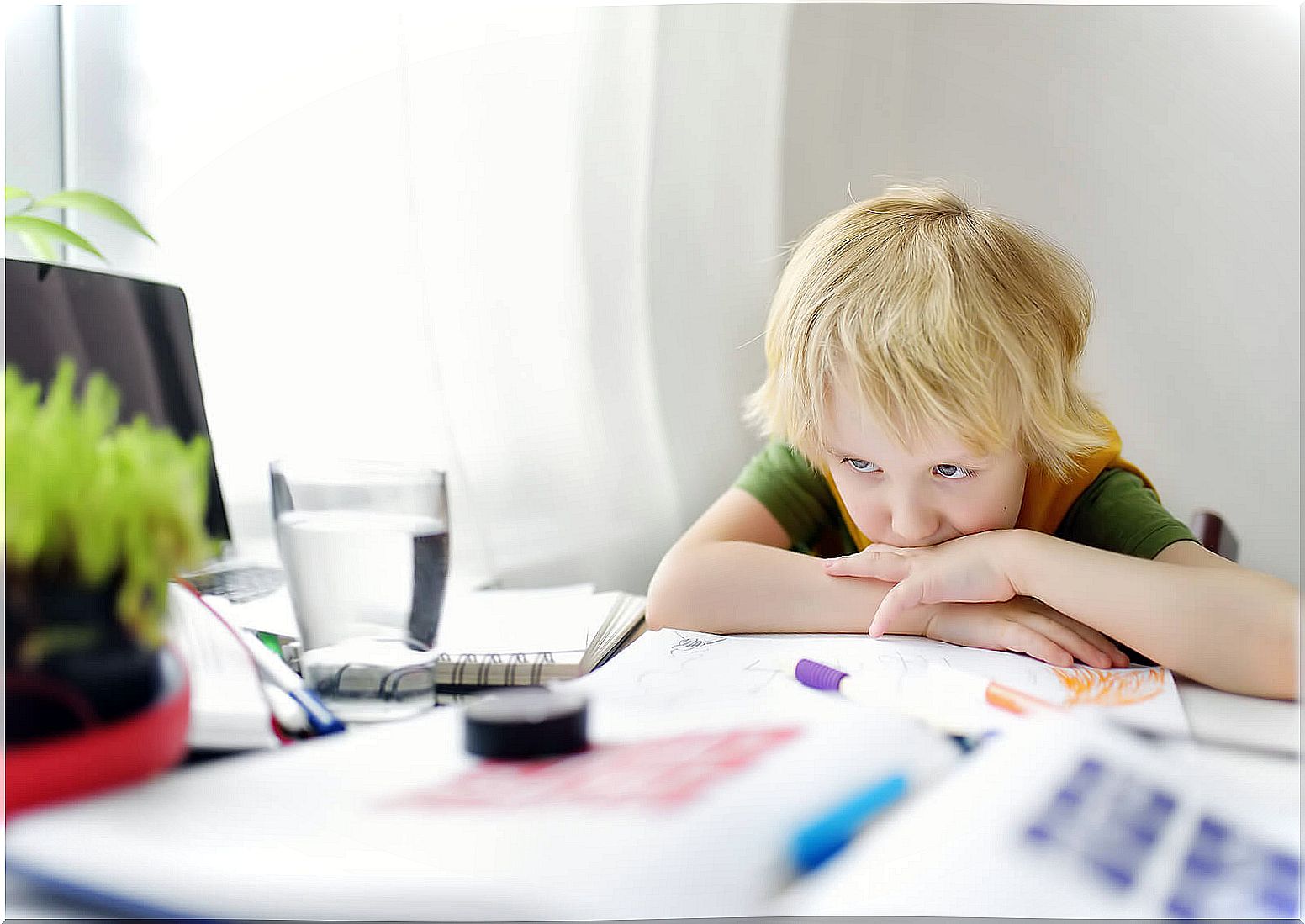 Child complaining because he does not want to do homework.